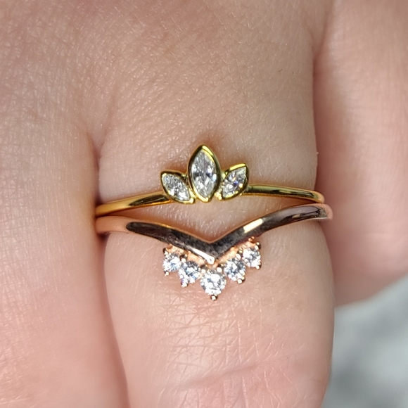 925 Sterling Silver Yellow Gold Cubic Zirconia - Picture 4 of 16